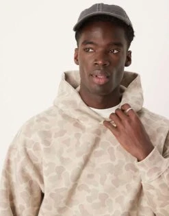 Abercrombie & Fitch Essentials Hoodie In Beige Camo Print For Men -Abercrombie and Fitch Fashion Shop 207840742 1 beigecamo 1