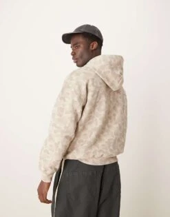 Abercrombie & Fitch Essentials Hoodie In Beige Camo Print For Men -Abercrombie and Fitch Fashion Shop 207840742 4