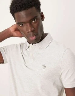 Abercrombie & Fitch Abercombie & Fitch Puffy Moose Icon Logo Crew Neck T-shirt In Dark Grey For Men