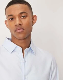 Abercrombie & Fitch Long Sleeve Suit Shirt In Blue For Men -Abercrombie and Fitch Fashion Shop 207840838 3