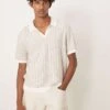 Abercrombie & Fitch Short Sleeve Crochet Shirt In Beige For Men Off White -Abercrombie and Fitch Fashion Shop 207840839 1 offwhite