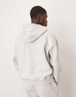 Abercrombie & Fitch Zip Through Logo Hoodie In Light Grey For Men -Abercrombie and Fitch Fashion Shop 207840878 3