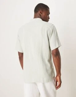 Abercrombie & Fitch Short Sleeve Linen Shirt In Green For Men -Abercrombie and Fitch Fashion Shop 207840894 3