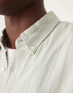 Abercrombie & Fitch Short Sleeve Linen Shirt In Green For Men -Abercrombie and Fitch Fashion Shop 207840894 4
