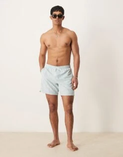 Abercrombie & Fitch 7 Inch Drawstring Swimming Trunks In Blue Stripe For Men -Abercrombie and Fitch Fashion Shop 207840918 1 bluestripe 1