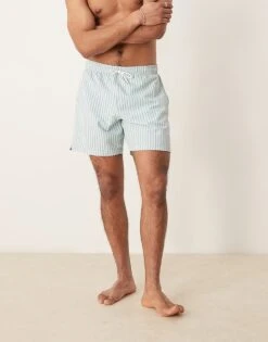 Abercrombie & Fitch 7 Inch Drawstring Swimming Trunks In Blue Stripe For Men -Abercrombie and Fitch Fashion Shop 207840918 3