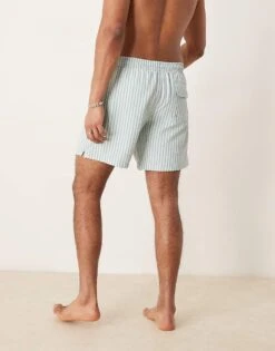 Abercrombie & Fitch 7 Inch Drawstring Swimming Trunks In Blue Stripe For Men -Abercrombie and Fitch Fashion Shop 207840918 4