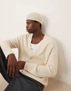 Abercrombie & Fitch Cropped Preppy Cardigan In Cream For Men Birch -Abercrombie and Fitch Fashion Shop 207886149 1 birch 1