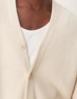 Abercrombie & Fitch Cropped Preppy Cardigan In Cream For Men Birch -Abercrombie and Fitch Fashion Shop 207886149 3