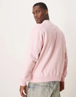 Abercrombie & Fitch Cropped Essential Sweat Top In Pink For Men Dusky Orchid -Abercrombie and Fitch Fashion Shop 207886157 4