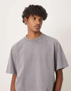 Abercrombie & Fitch Premium Cropped T-shirt In Grey Wash For Men