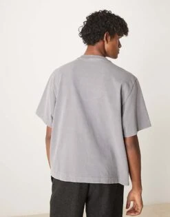 Abercrombie & Fitch Premium Cropped T-shirt In Grey Wash For Men -Abercrombie and Fitch Fashion Shop 207886182 4