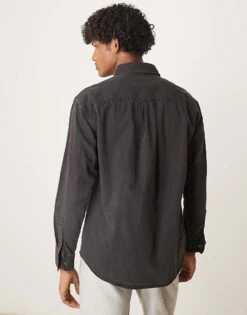 Abercrombie & Fitch Long Sleeve Cropped Western Denim Shirt In Black For Men Black Denim -Abercrombie and Fitch Fashion Shop 207886198 4