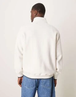 Abercrombie & Fitch Essential Quarter Zip Sweat Top In Cream For Men -Abercrombie and Fitch Fashion Shop 207886255 4