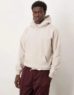 Abercrombie & Fitch Cropped Essential Hoodie In Cream For Men Irish Cream