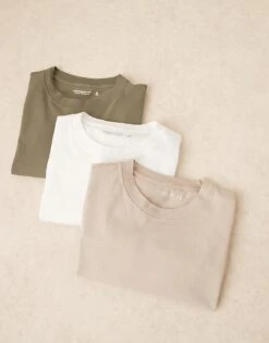Abercrombie & Fitch Essential 3 Pack T-shirt In White Multi For Men Olive/sand/white -Abercrombie and Fitch Fashion Shop 207886374 1 olivesandwhite 1