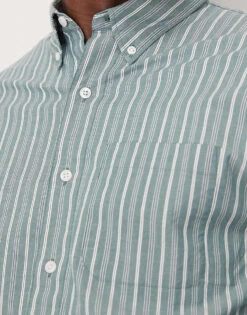 Abercrombie & Fitch Oxford Long Sleeve Shirt In Grey Stripe For Men Mint/white Stripe -Abercrombie and Fitch Fashion Shop 207886397 3