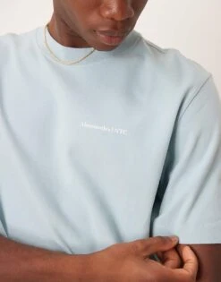 Abercrombie & Fitch Logo T-shirt In Washed Teal For Men Tourmaline Wash -Abercrombie and Fitch Fashion Shop 207886413 4