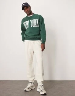 Abercrombie & Fitch Cuffed Essential Joggers In Cream For Men Atmoshpere