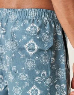 Abercrombie & Fitch Stretch Swim Wear Short In Blue Grid Print For Men Blue Print -Abercrombie and Fitch Fashion Shop 207886443 3