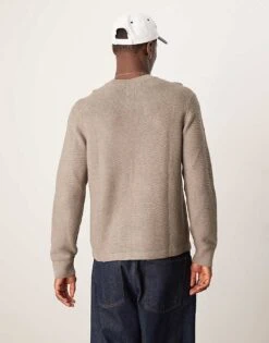 Abercrombie & Fitch Knitted Crew Neck Jumper In Brown For Men -Abercrombie and Fitch Fashion Shop 207886467 3