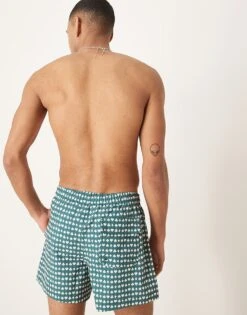 Abercrombie & Fitch Stretch Swim Wear Short In Green Diamond Heart Print For Men Green Print -Abercrombie and Fitch Fashion Shop 207886544 4