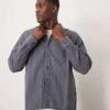 Abercrombie & Fitch Textured Long Sleeve Relaxed Shirt In Navy For Men Turbulance
