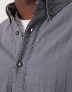 Abercrombie & Fitch Textured Long Sleeve Relaxed Shirt In Navy For Men Turbulance -Abercrombie and Fitch Fashion Shop 207886582 3