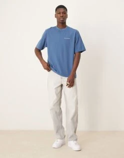 Abercrombie & Fitch Logo T-shirt In Washed Navy For Men Ensign Blue Wash -Abercrombie and Fitch Fashion Shop 207886622 4