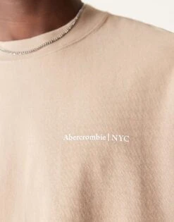 Abercrombie & Fitch Logo T-shirt In Washed Beige For Men Silver Mink Wash -Abercrombie and Fitch Fashion Shop 207886661 4