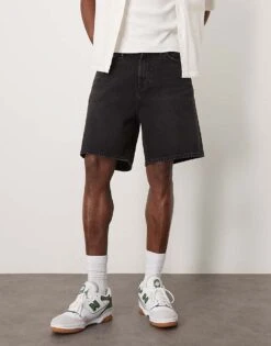 Abercrombie & Fitch Loose Denim Shorts In Black Wash For Men -Abercrombie and Fitch Fashion Shop 207966613 1 blackwash 1