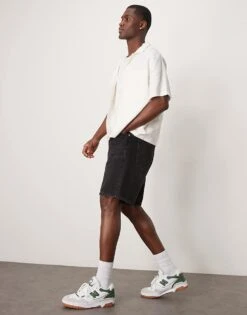 Abercrombie & Fitch Loose Denim Shorts In Black Wash For Men -Abercrombie and Fitch Fashion Shop 207966613 3