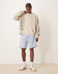 Abercrombie & Fitch Loose Denim Shorts In Light Wash Blue For Men