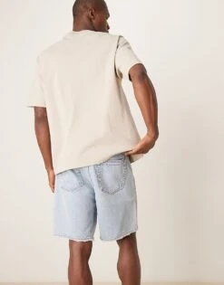 Abercrombie & Fitch Loose Denim Shorts In Light Wash Blue For Men -Abercrombie and Fitch Fashion Shop 208103016 4