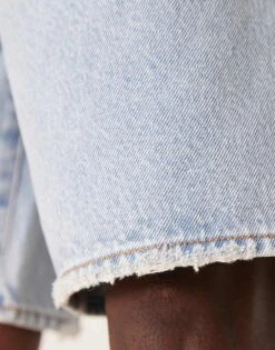 Abercrombie & Fitch Loose Denim Shorts In Light Wash Blue For Men -Abercrombie and Fitch Fashion Shop 208103016 5